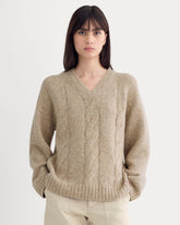Cloud Cable V-Neck Sweater | Heathered Oatmeal
