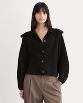 Fisherman Cardigan in Wool Cashmere | Black