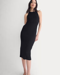 Cutaway Ribbed Midi Dress | Black
