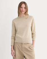 Cashmere Slim Crew Sweater | Heather Light Camel