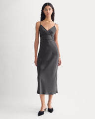Bias Cut Slip Dress in Silk Charmeuse | Graphite