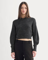 Cropped Cocoon Sweater in Alpaca | Heathered Black