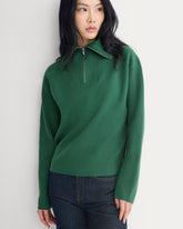 Double Knit Half-Zip in Cotton Merino | Hunter Green