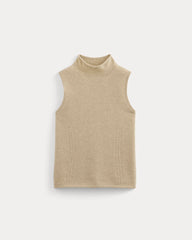 Cashmere Funnel-Neck Tank | Heather Light Camel
