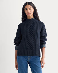 Cable Sweater in Luxe Merino | Navy