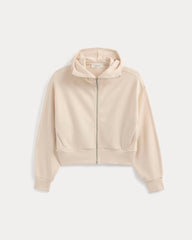 Lightweight Terry Cropped Full-Zip | Parchment