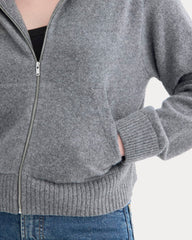 Full-Zip Hoodie in Wool Cashmere | Heather Charcoal