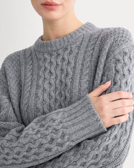 Cable Sweater in Luxe Merino | Heathered Mid-Grey