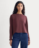 Dolman Top in Washable Silk | Deep Plum