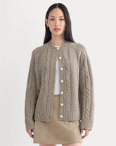 Cable Cardigan in Extrafine Luxe Merino | Heather Soft Taupe