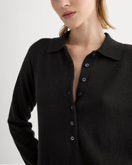 Cashmere Polo Midi Dress | Black