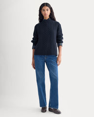 Cable Sweater in Luxe Merino | Navy