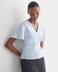 Cinched Top in Stretch Linen | Skywriting