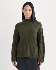 Funnel-Neck Sweater in Wool Cashmere | Heather Beech