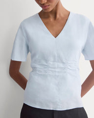 Cinched Top in Stretch Linen | Skywriting