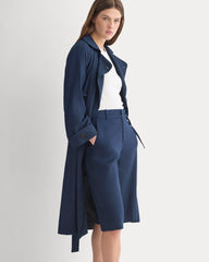 Long Tailored Short in Stretch Linen | Navy