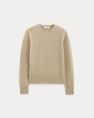 Cashmere Slim Crew Sweater | Heather Light Camel