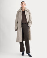 Italian Belted Overcoat | Taupe Herringbone
