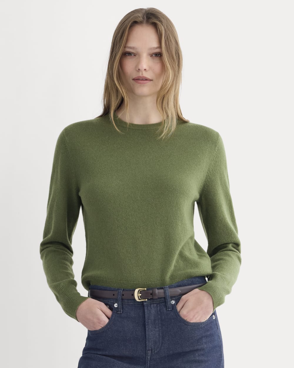 Cashmere Slim Crew Sweater | Forest Green