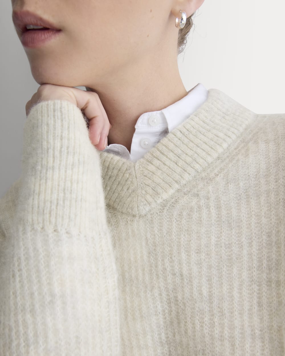 Cropped Cocoon Sweater in Alpaca | Almond