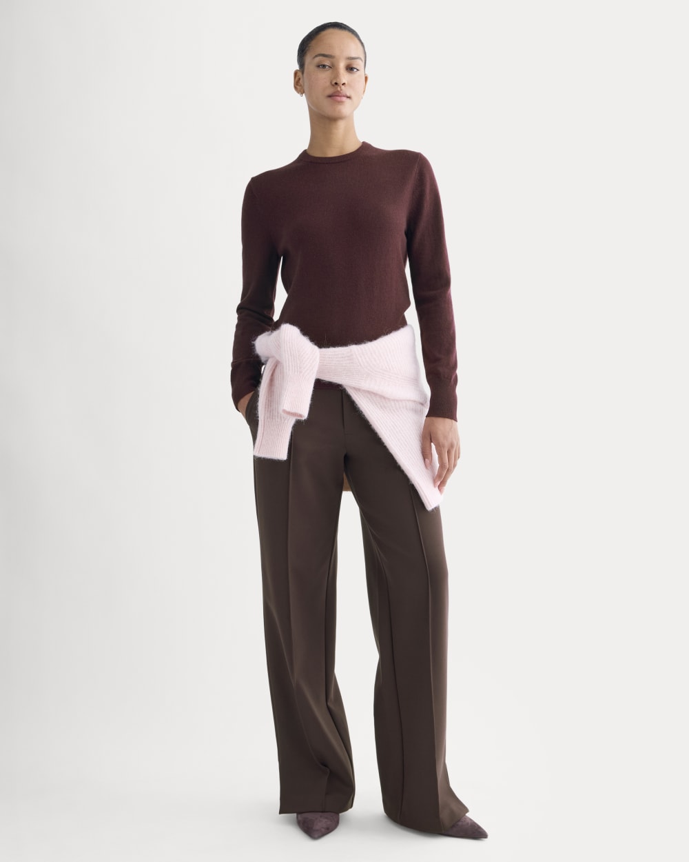 Cashmere Slim Crew Sweater | Wine