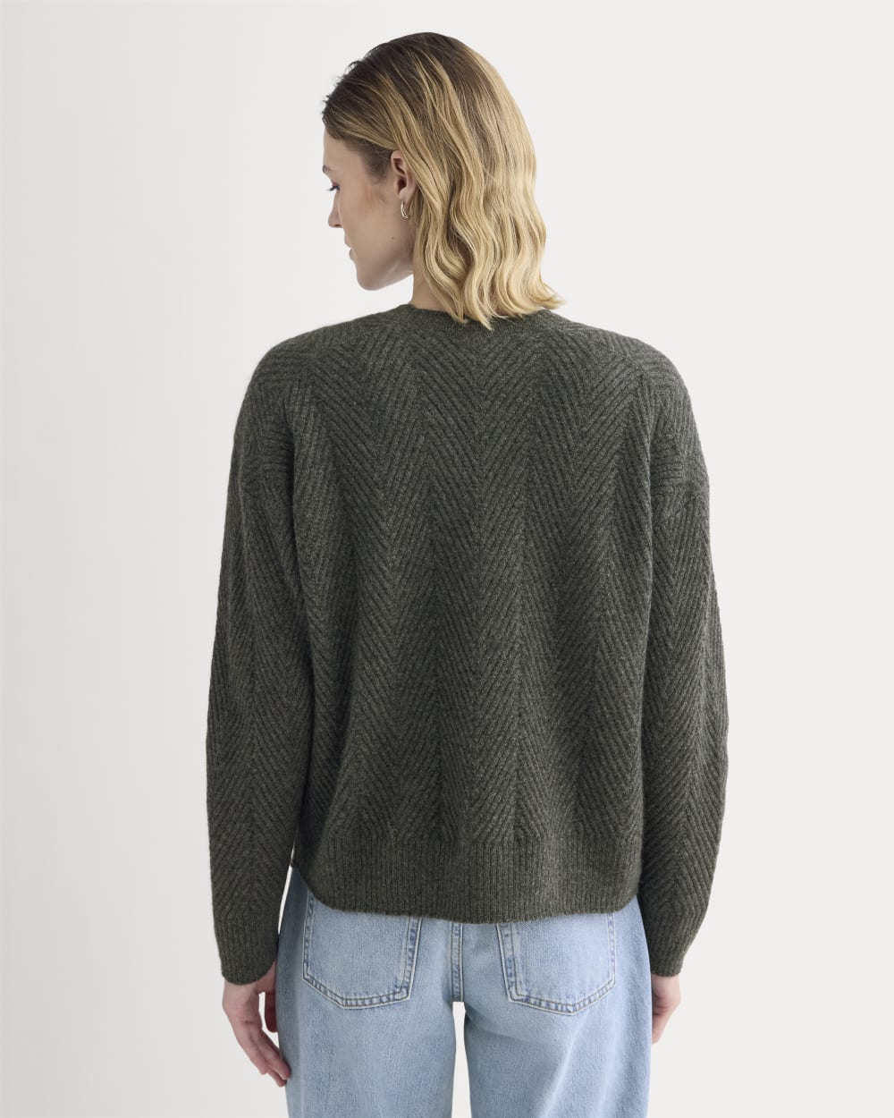 Cashmere Herringbone Sweater | Heather Charcoal