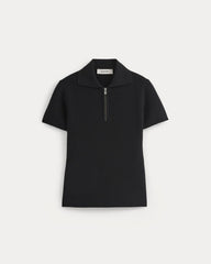 Knit Quarter-Zip Polo | Black