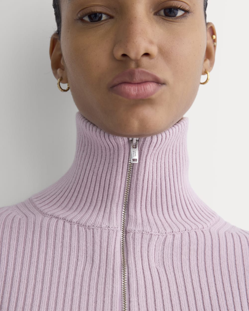 Full-Zip Ribbed Jacket in Everyday Cotton | Burnished Lilac