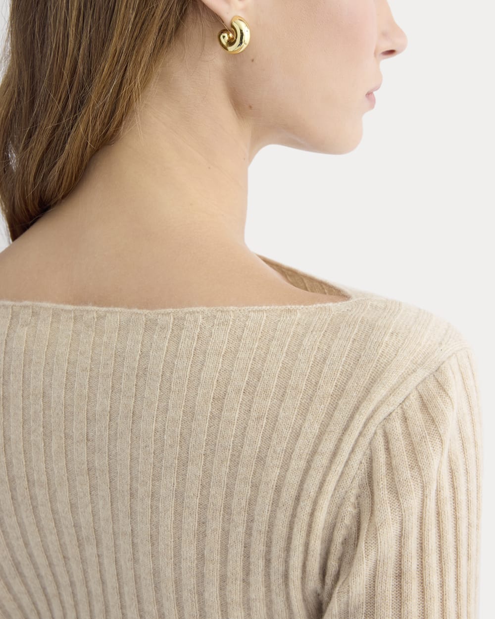 Cashmere Ribbed Boat-Neck Sweater | Heather Light Camel