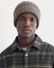 Chunky Ribbed Beanie | Taupe Melange