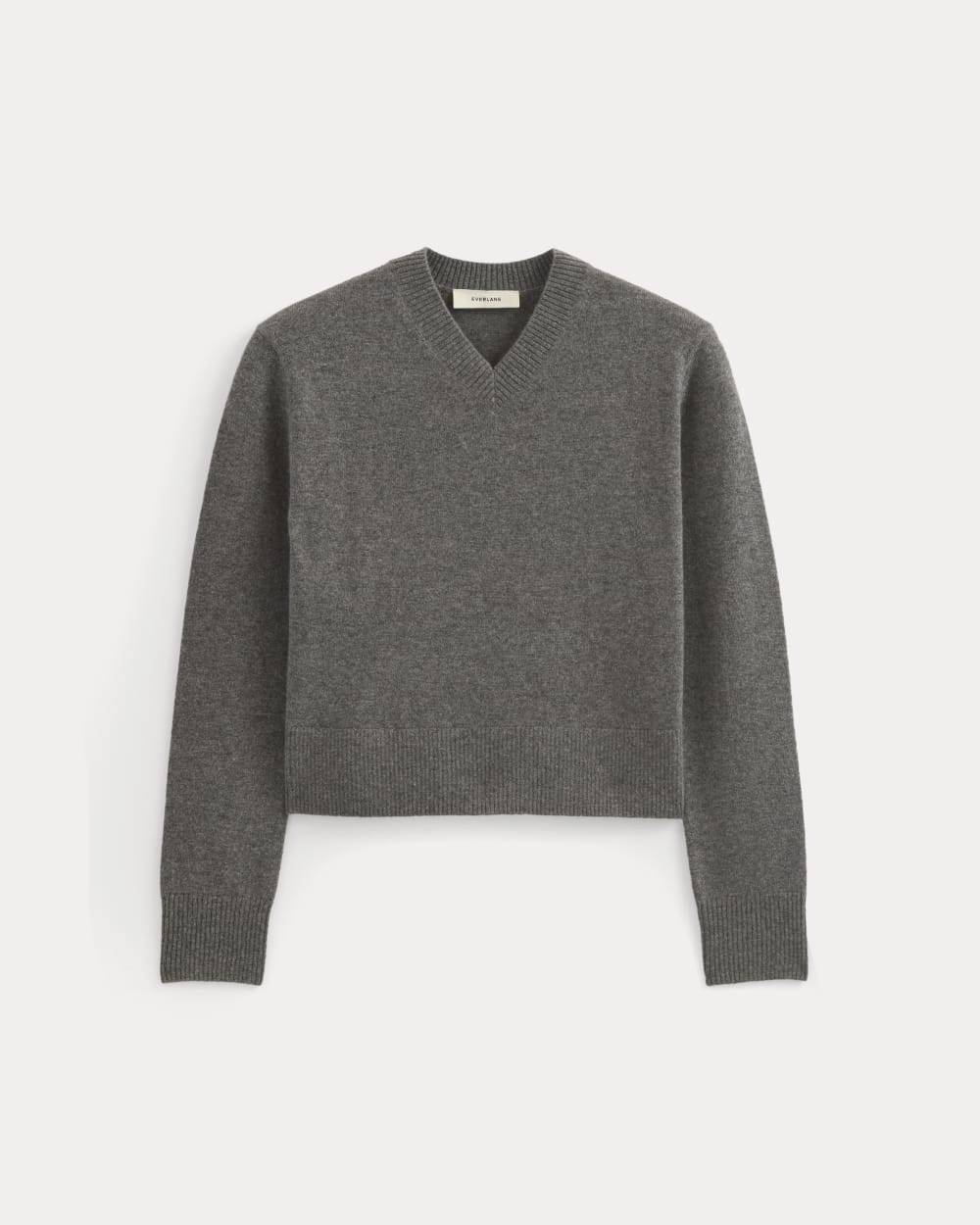 Cashmere Cropped High-V Sweater | Heather Charcoal