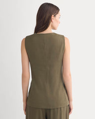Long Vest in Stretch Linen | Beech
