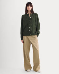 Cable Cardigan in Extrafine Luxe Merino | Dark Forest