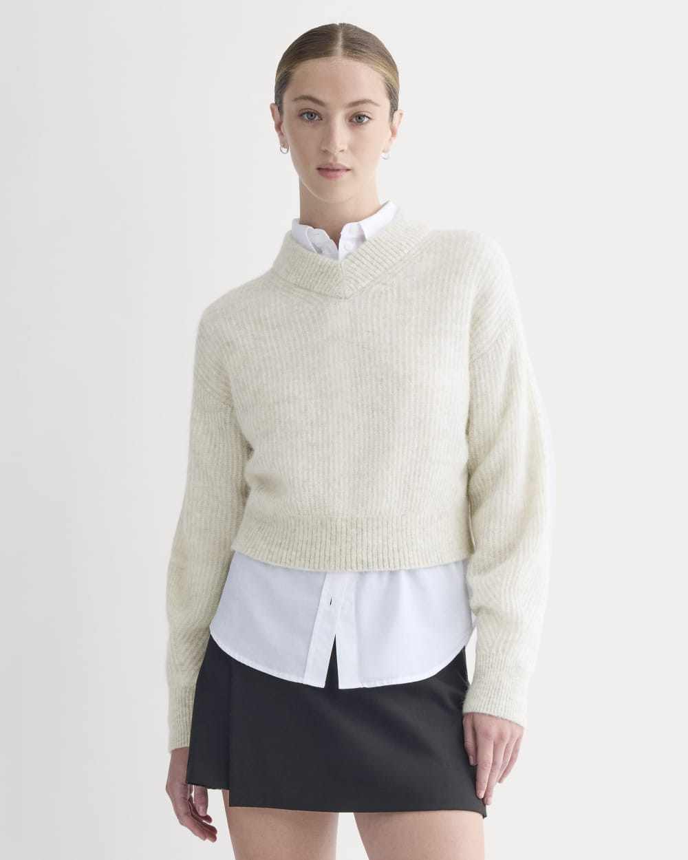 Cropped Cocoon Sweater in Alpaca | Almond