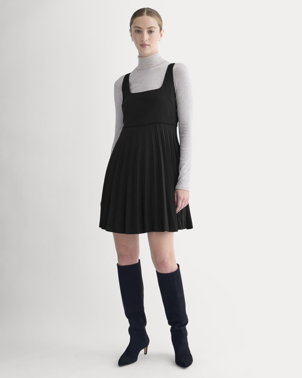 Drapey Crepe Mini Dress | Black