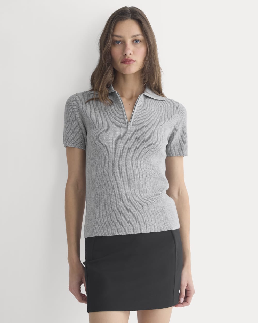 Knit Quarter-Zip Polo | Light Heathered Grey