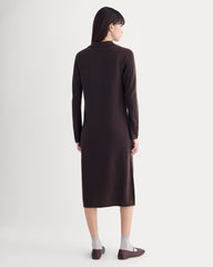 Cashmere Polo Midi Dress | Dark Chocolate