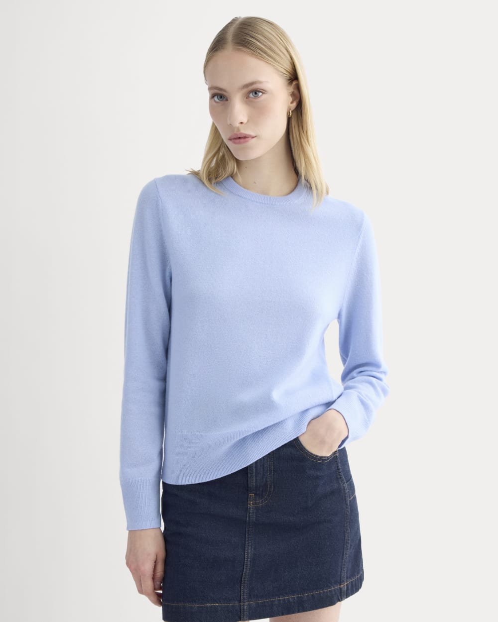 Cashmere Slim Crew Sweater | Open Air Blue