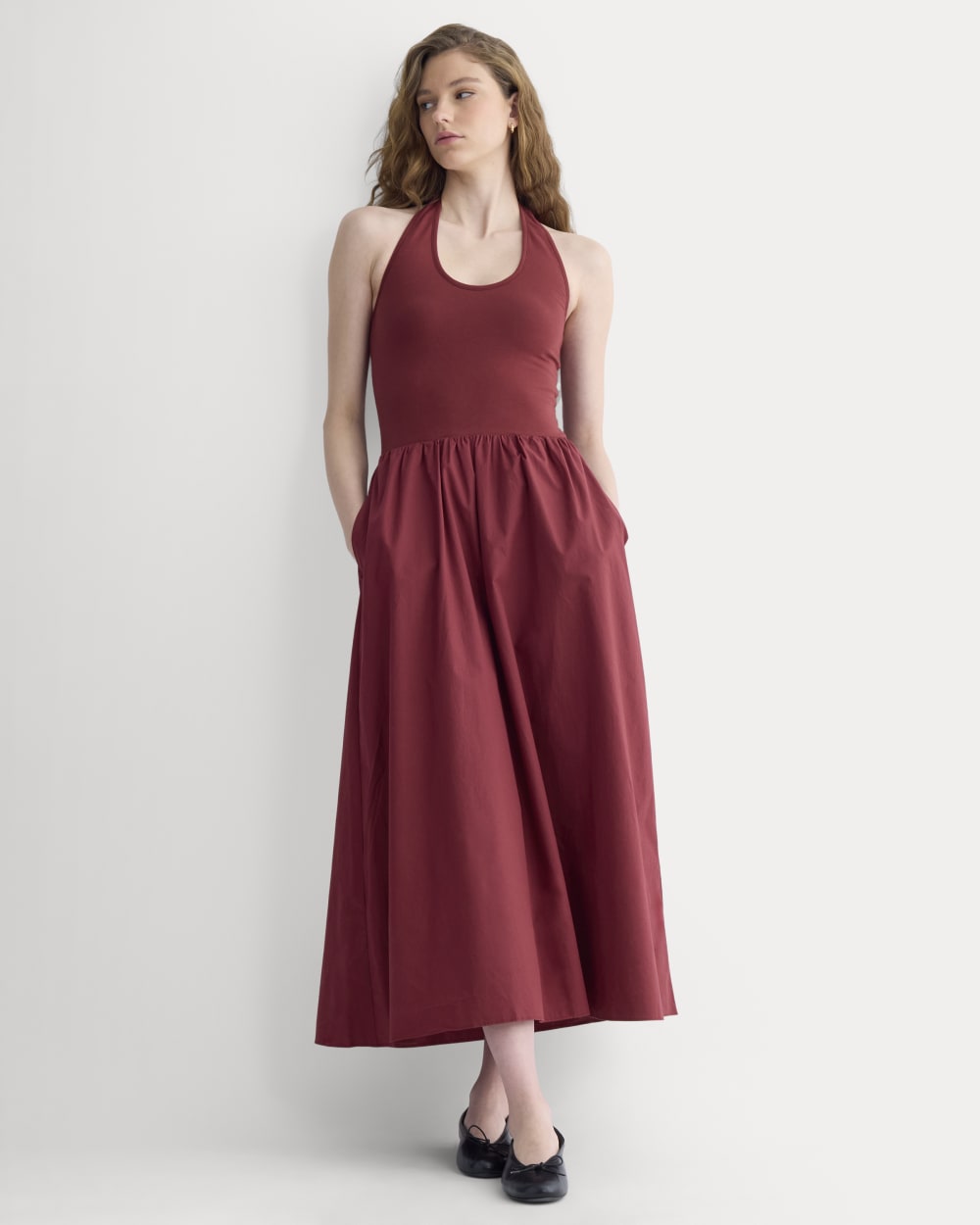 Halter Dress in Ultrasoft Cotton | Pomegranate