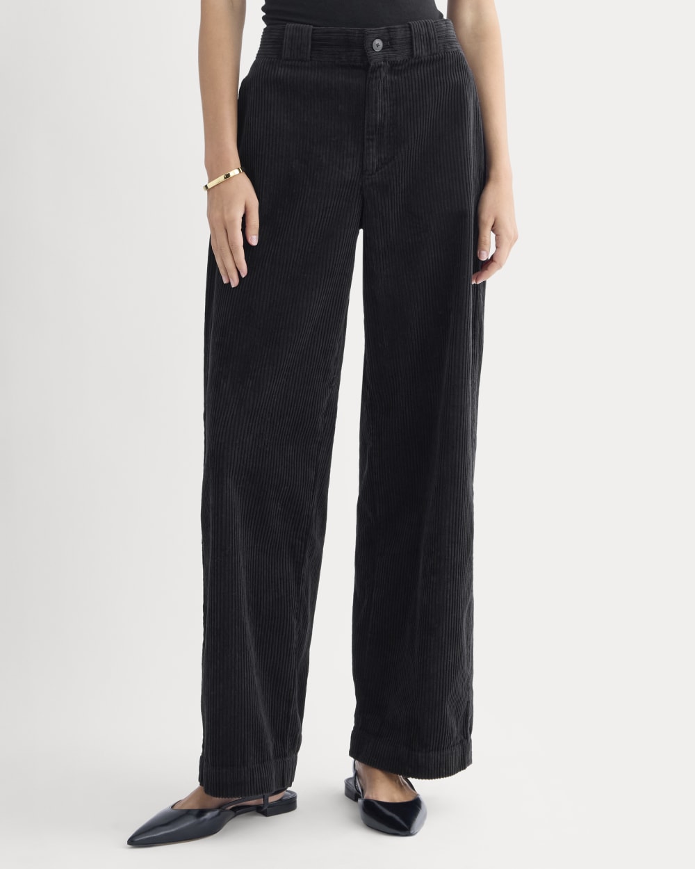 Corduroy Wide-Leg Trouser | Black