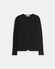 Cashmere Ribbed V-Neck Cardigan | Black