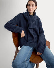 Cable Sweater in Luxe Merino | Navy