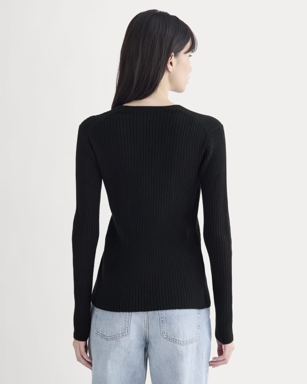 Cashmere Ribbed V-Neck Cardigan | Black