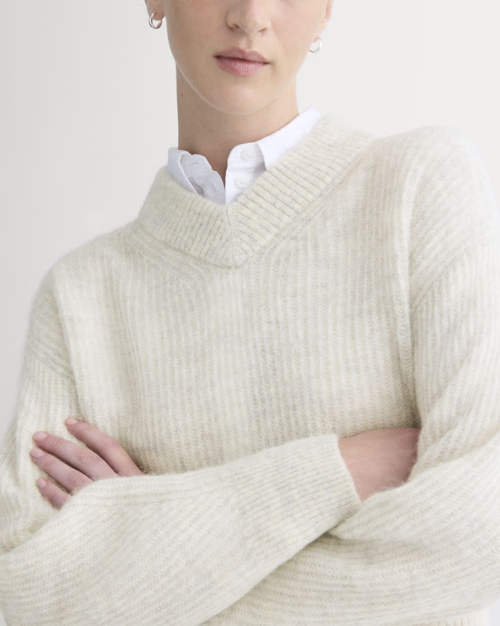 Cropped Cocoon Sweater in Alpaca | Almond