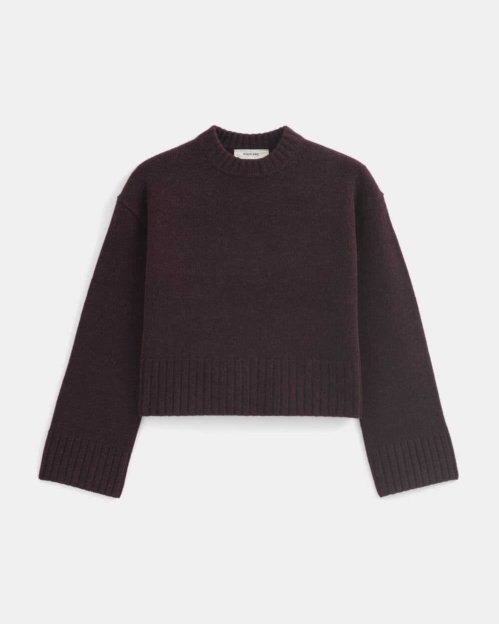 Cropped Boxy Crew in Luxe Merino | Heathered Winetasting