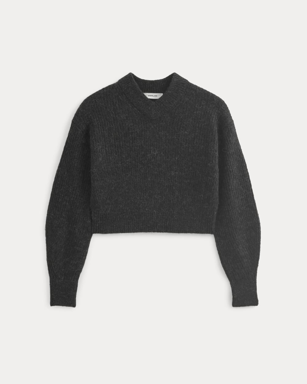 Cropped Cocoon Sweater in Alpaca | Heathered Black