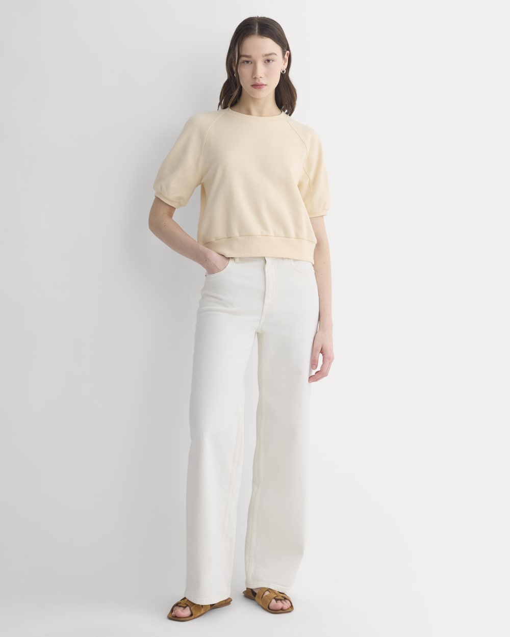 Lightweight Terry Blouson Short-Sleeve Crew | Parchment
