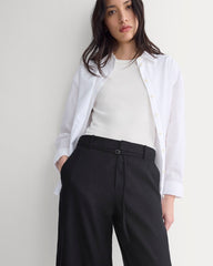 Long Tailored Short in Stretch Linen | Black