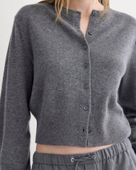 Cashmere Cropped Cardigan | Heather Charcoal