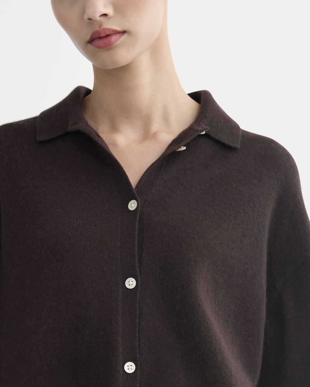 Cashmere Button-Up Shirt | Dark Chocolate
